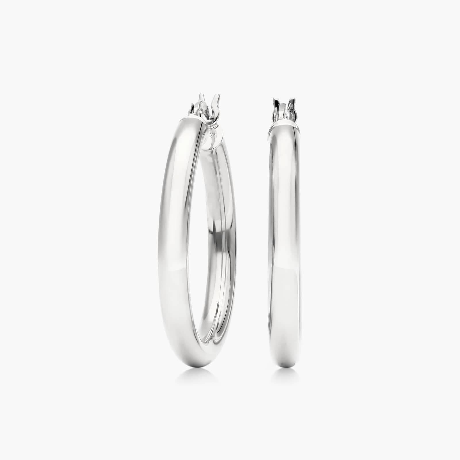 Bold tube hoop earrings in 14K white gold
