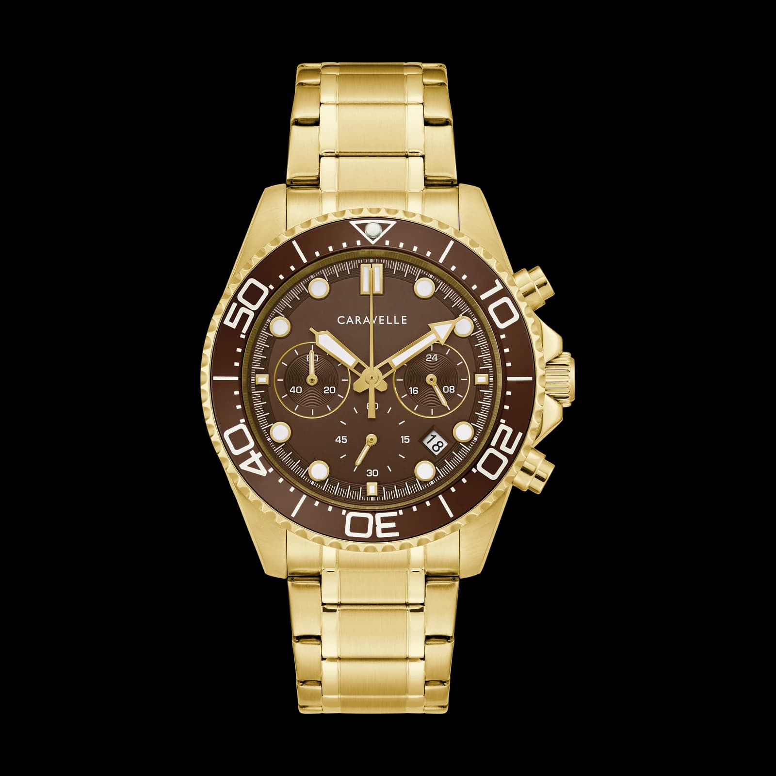 Caravelle Dive Chronograph 44B136, Brown Bezel