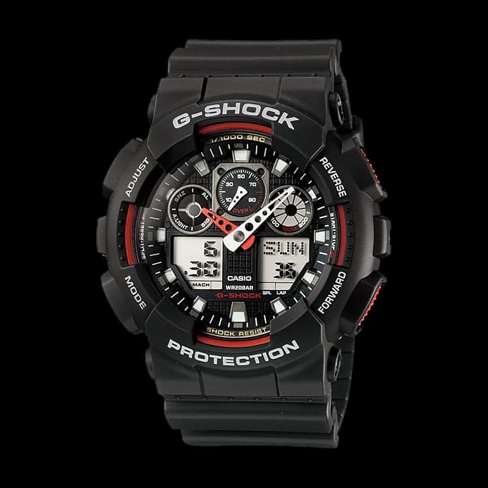 Casio G-Shock GA-100-1A4, Black and Red