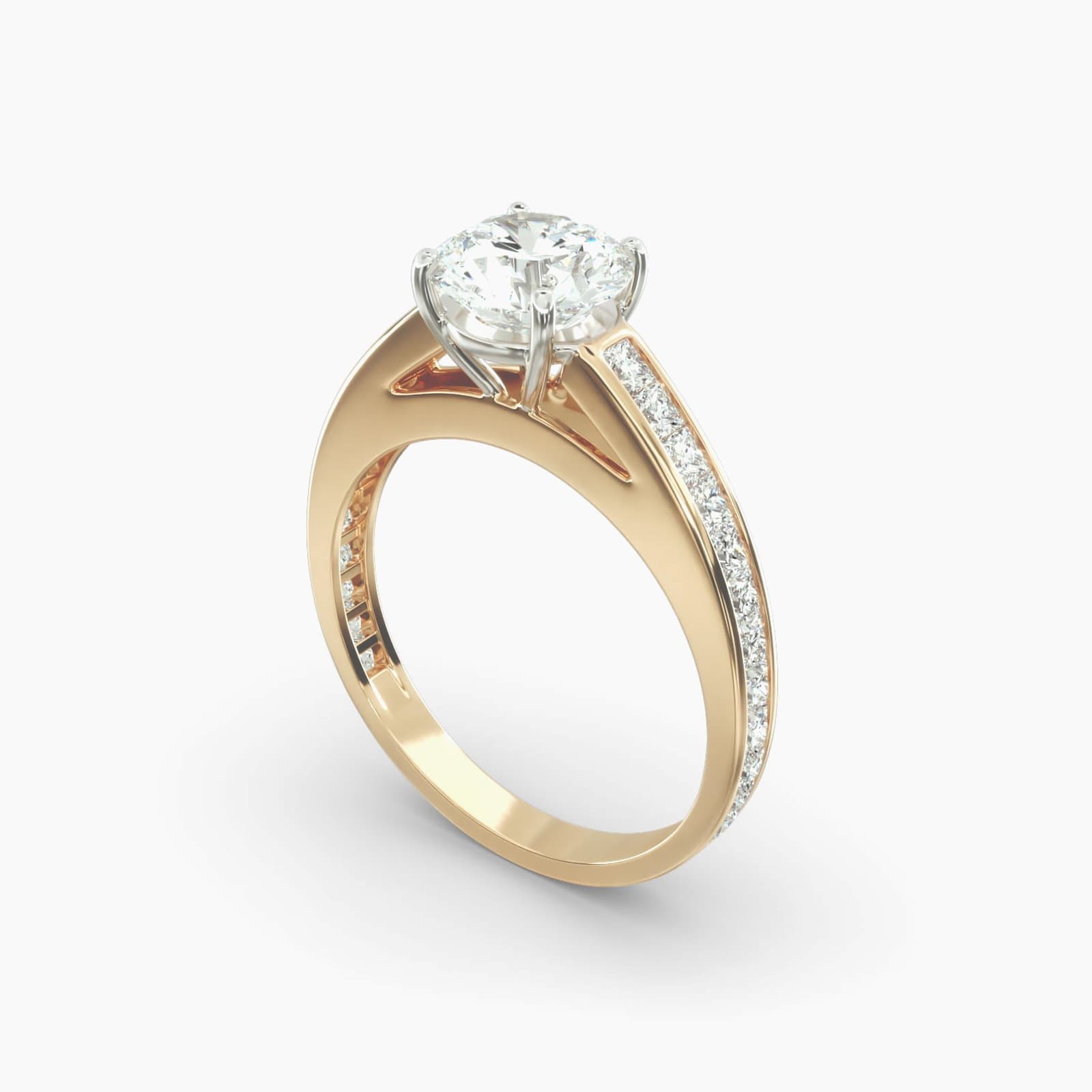 Channel Set Princess Cut Diamond Engagement Ring