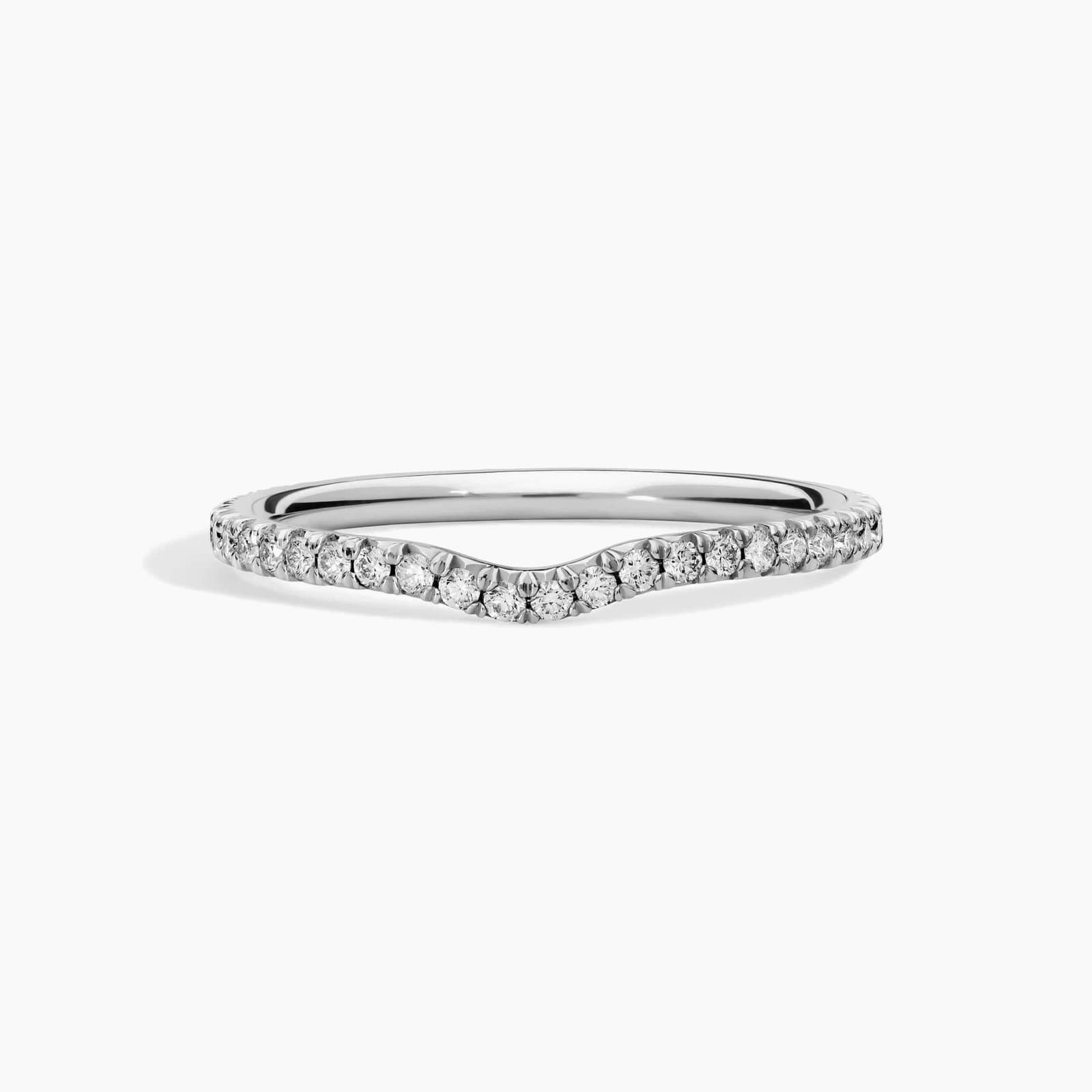 Curved pavé diamond band in 14K white gold