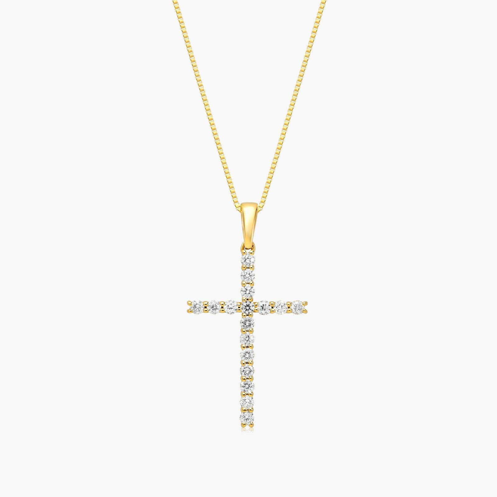 Diamond Cross Necklace in Yellow Gold