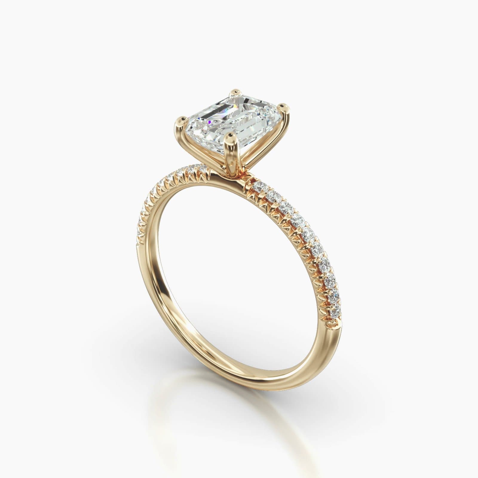 Emerald Cut Petite Pavé Engagement Ring