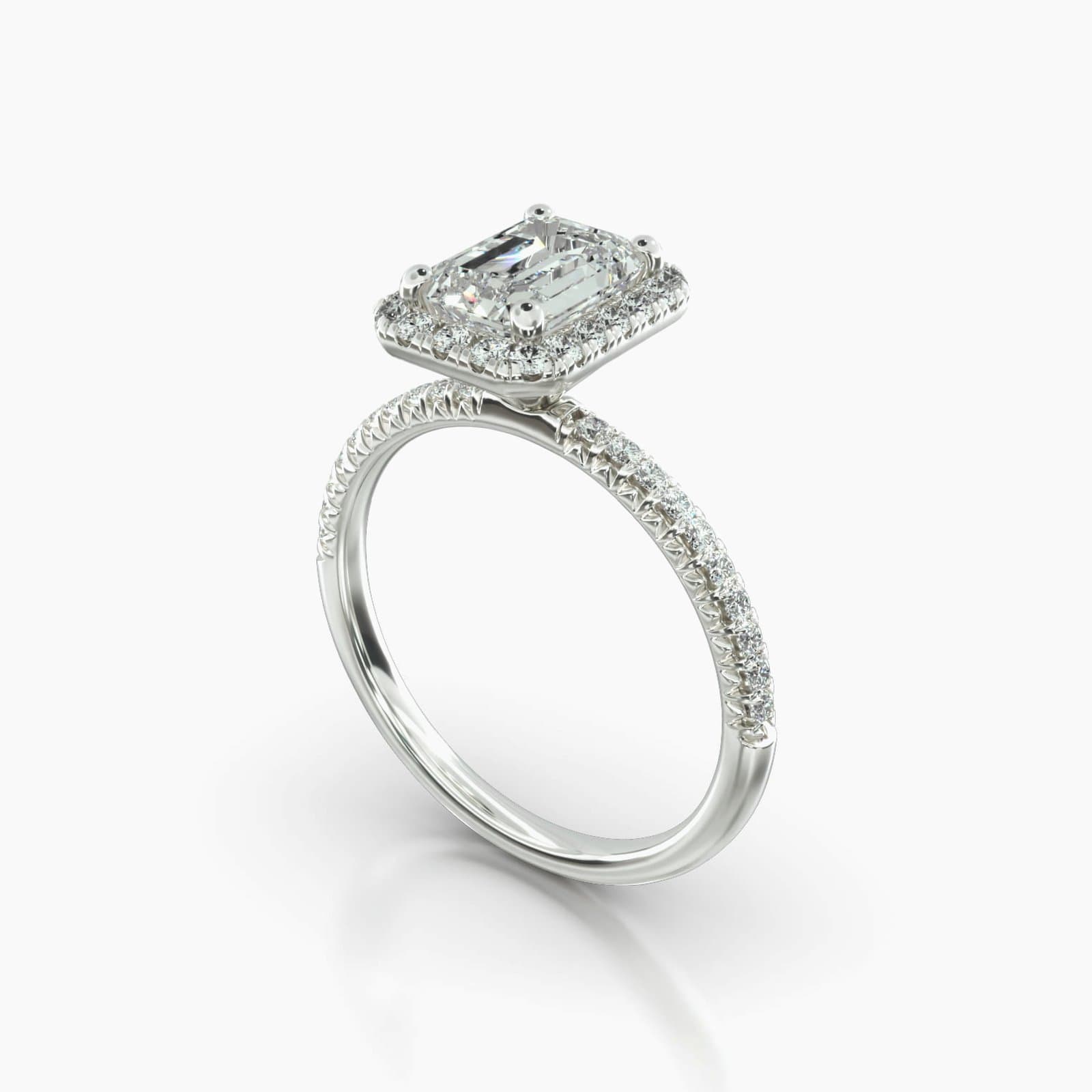 Emerald Cut Halo Pavé Engagement Ring