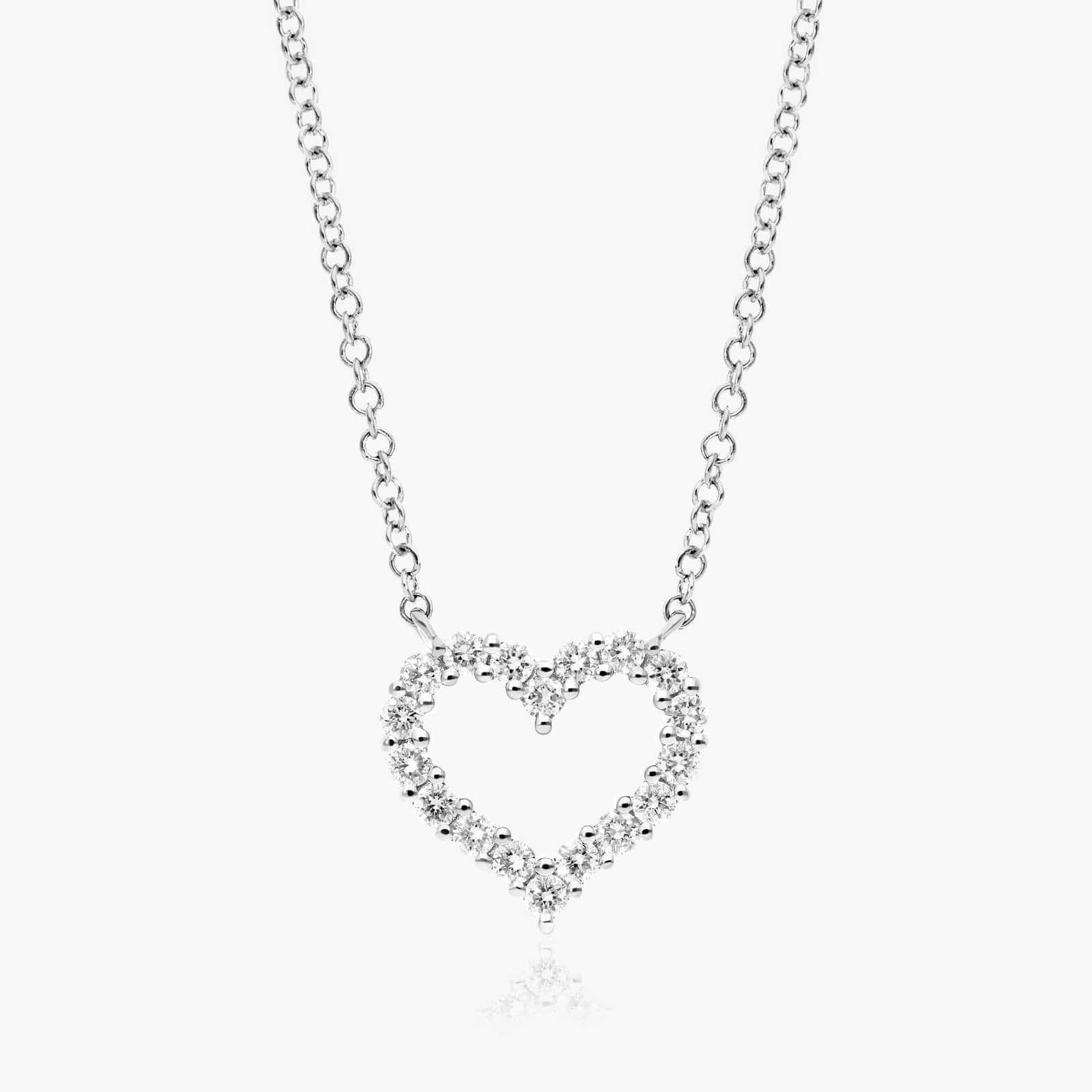 Open heart diamond necklace in 14K white gold