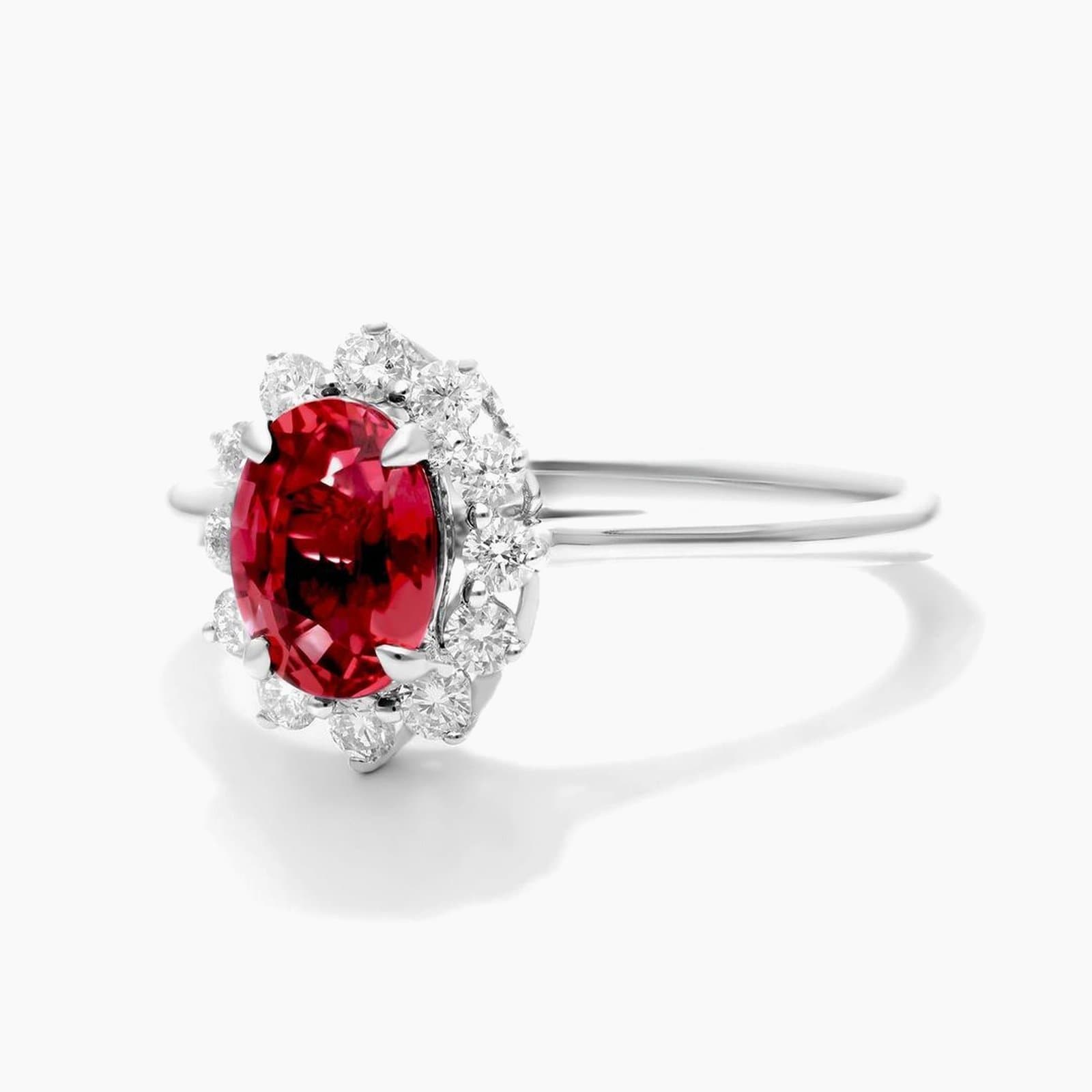 Oval Ruby & Diamond Halo Ring