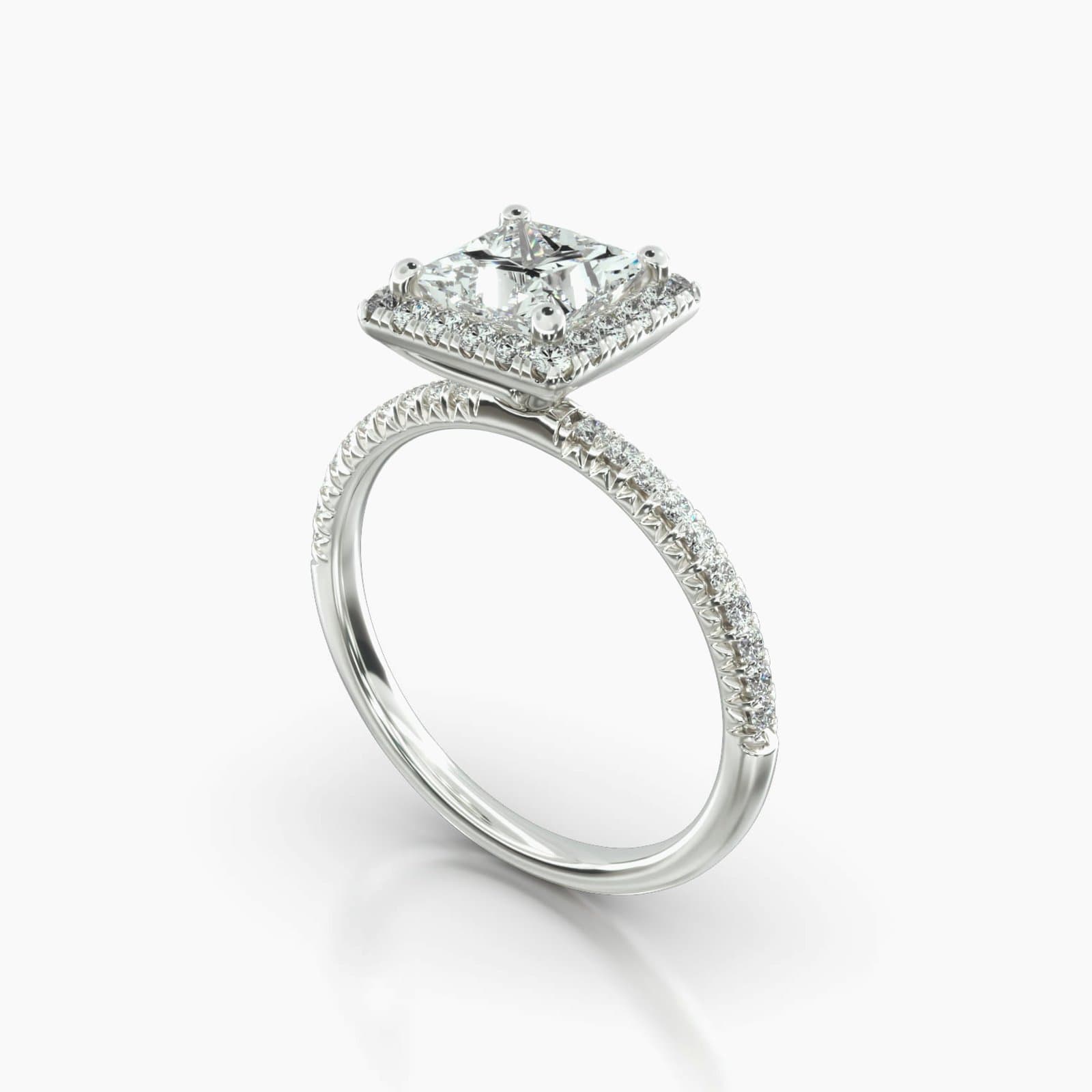 Princess Cut Halo Pavé Engagement Ring