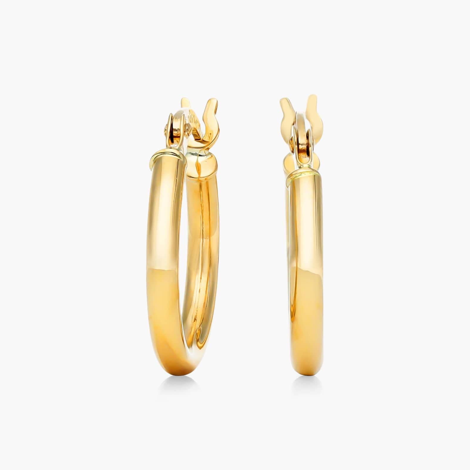 Standard tube hoop earrings in 14K yellow gold