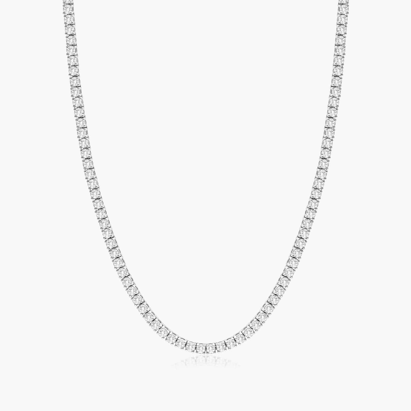 Straight Diamond Tennis Necklace, White Gold
