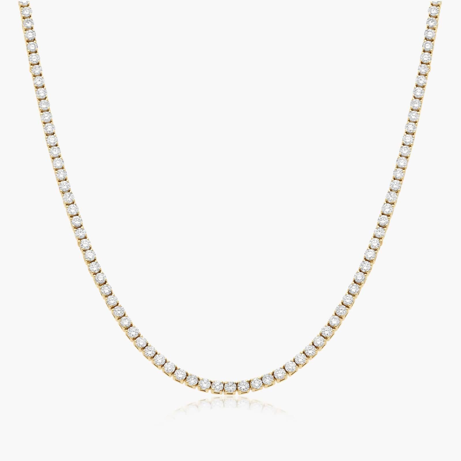 Straight Diamond Tennis Necklace, Yellow Gold
