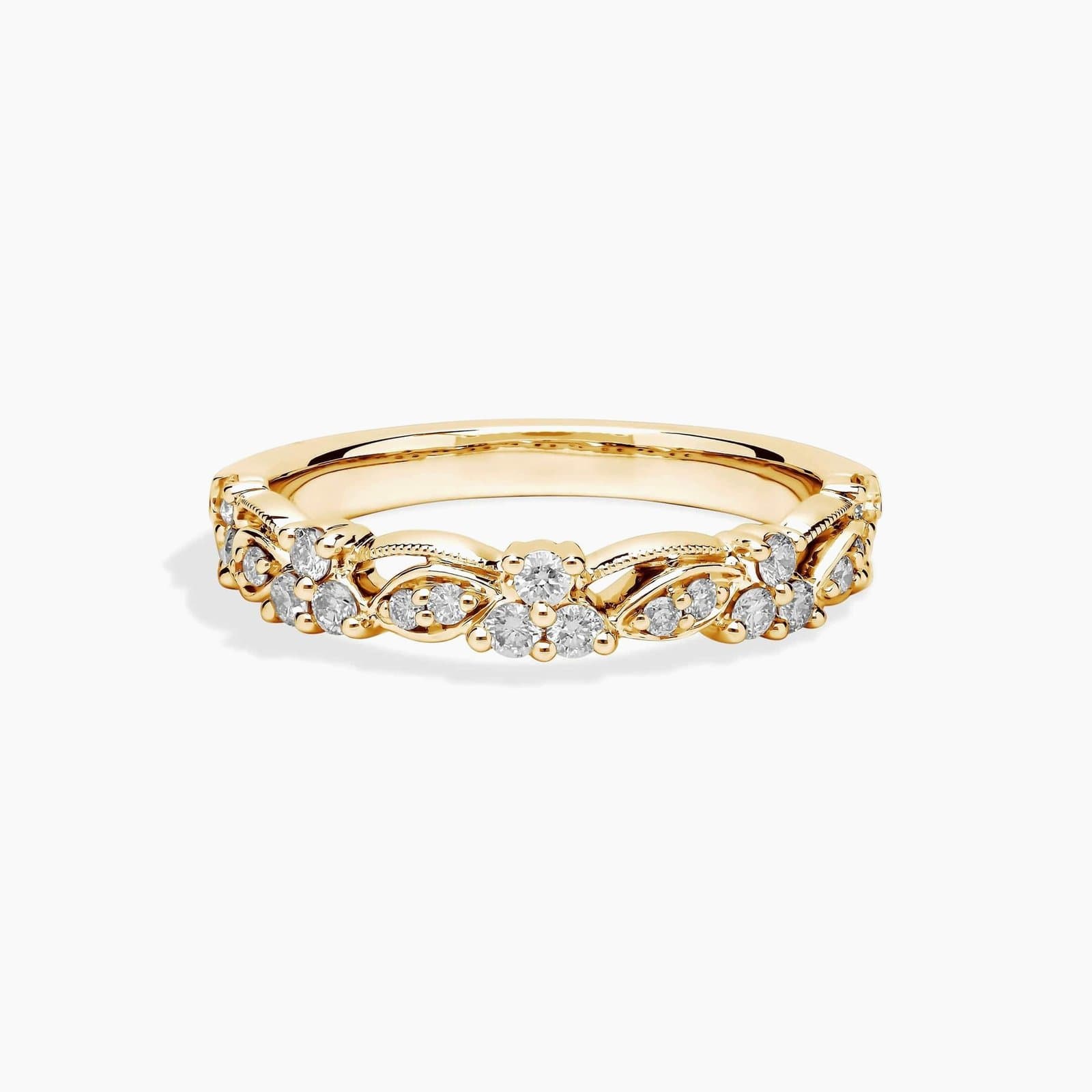 Vintage lace diamond band in 14K yellow gold
