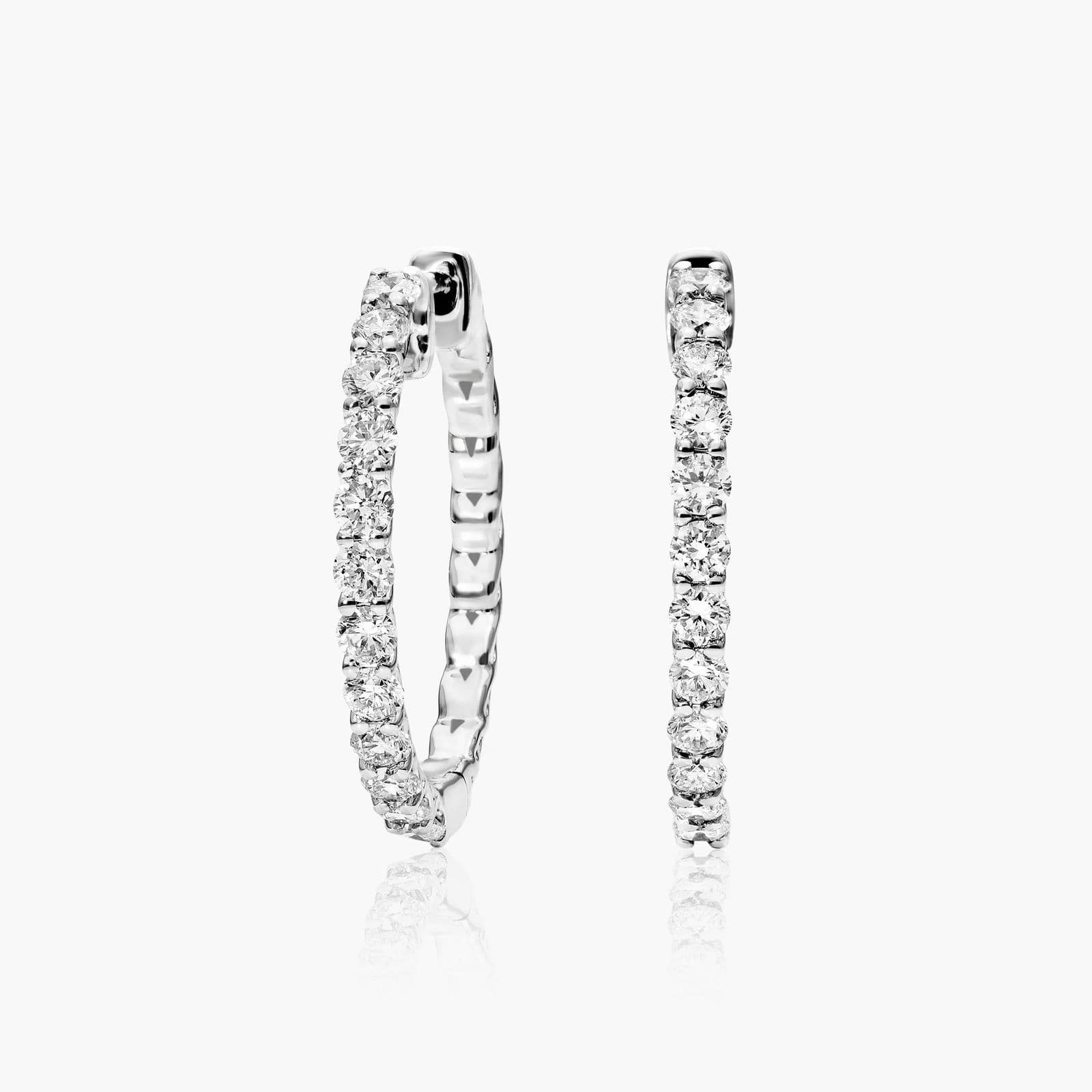 White Gold Braided Diamond Hoop Earrings