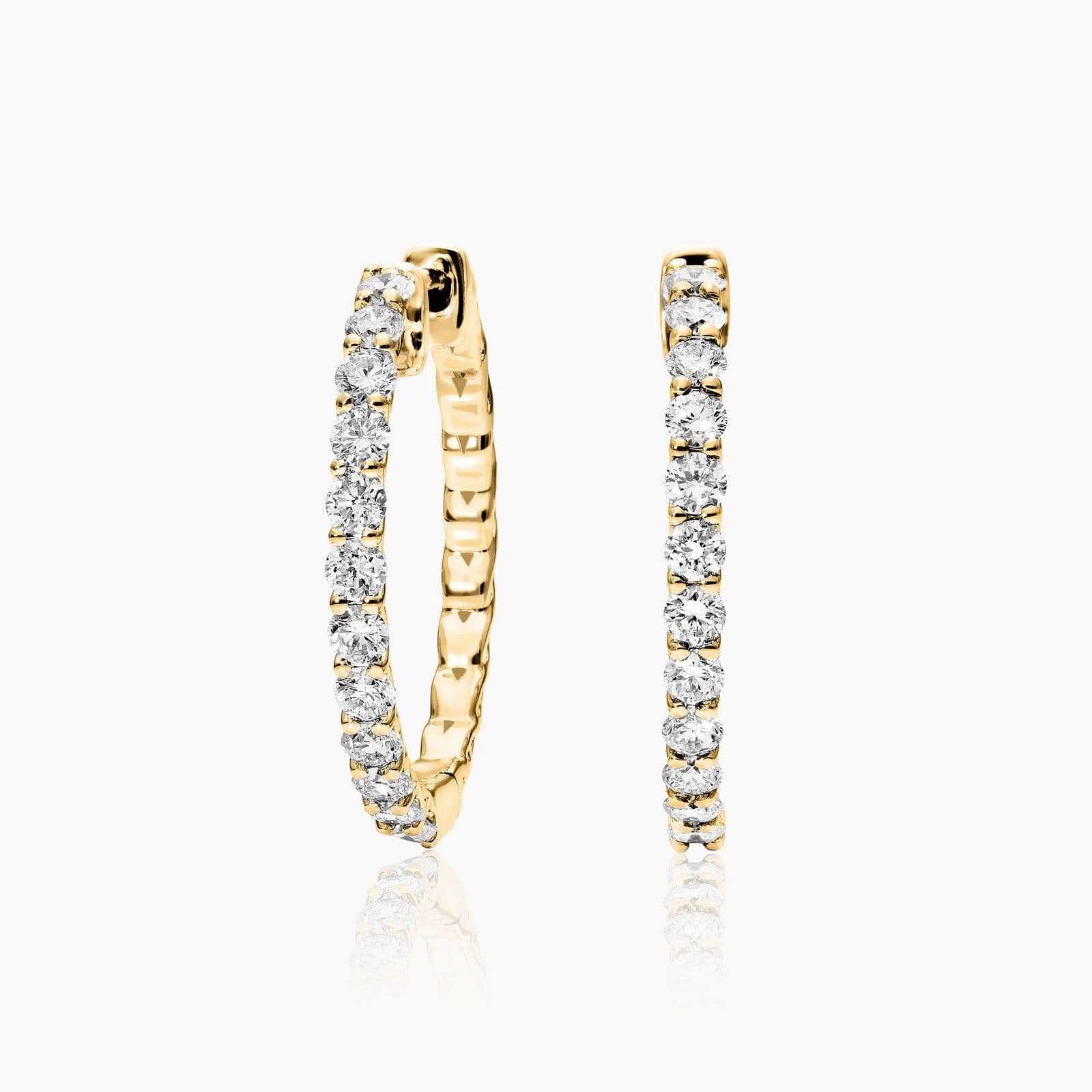 Yellow Gold Braided Diamond Hoop Earrings
